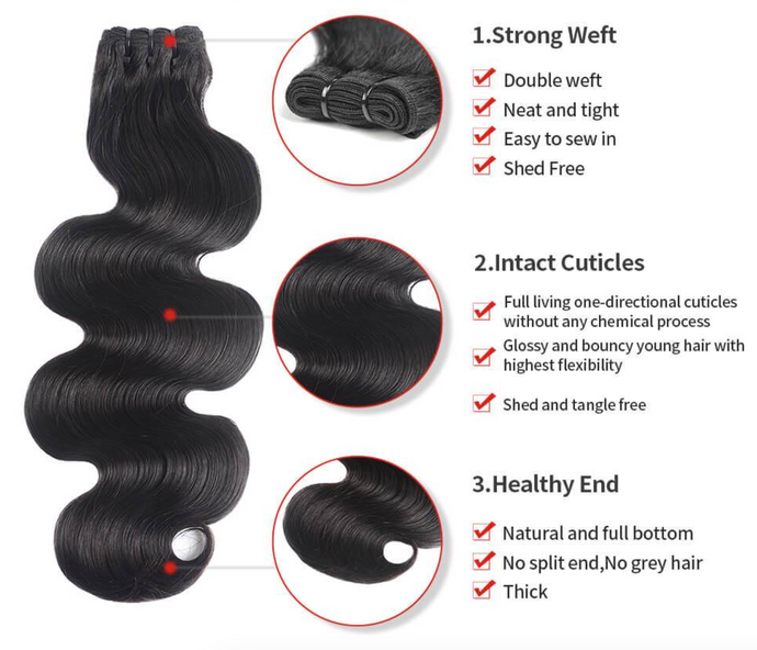 Human Hair Body Wave Hair Extension_Single Bundle_Natural Black (#1B)